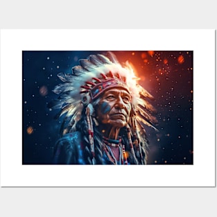 Native Indian Warrior Spirit Fantastic Cosmic Magical Posters and Art